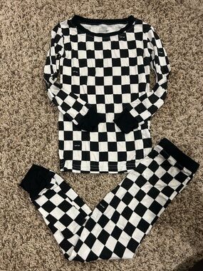 Little Sleepies Black & White Checkerboard pajamas